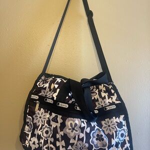 LeSportsac Floral Shoulder Bag in Black and White